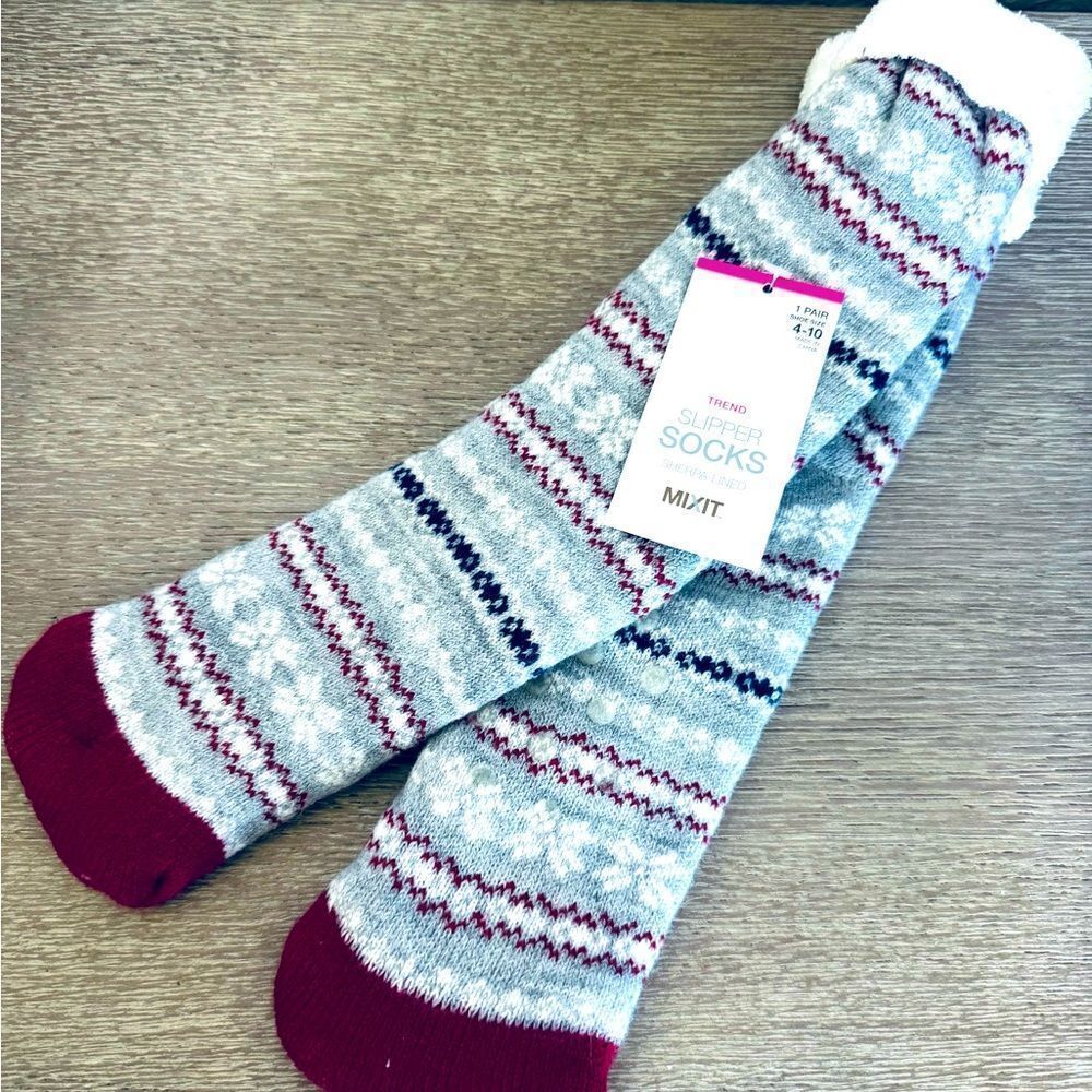MixIt Plush Sherpa Lined Winter Cozy Slipper Socks